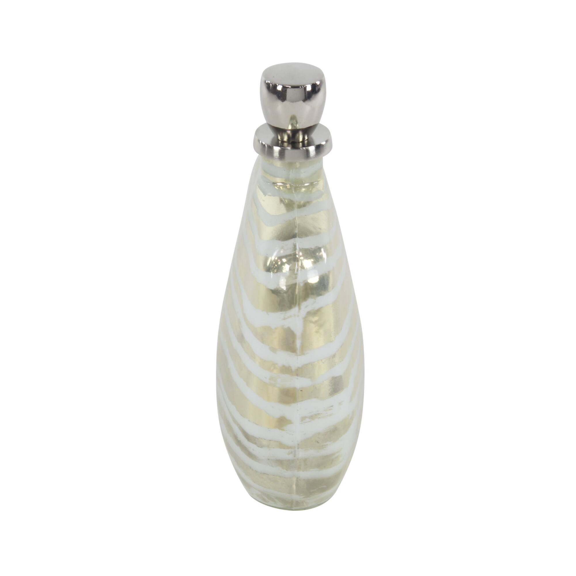 16" Gold & Silver Glass Decorative Bottle